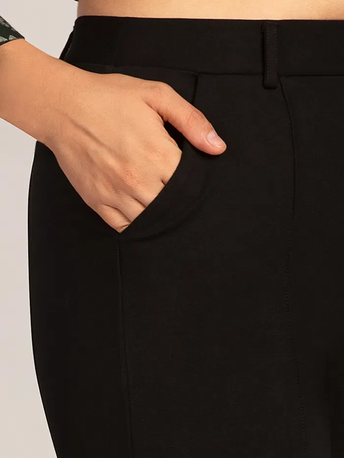 Solid Black Parallel Women Jeggings